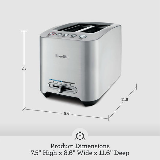 Breville Die-Cast Smart Toaster, 2-Slice, Brushed Stainless Steel