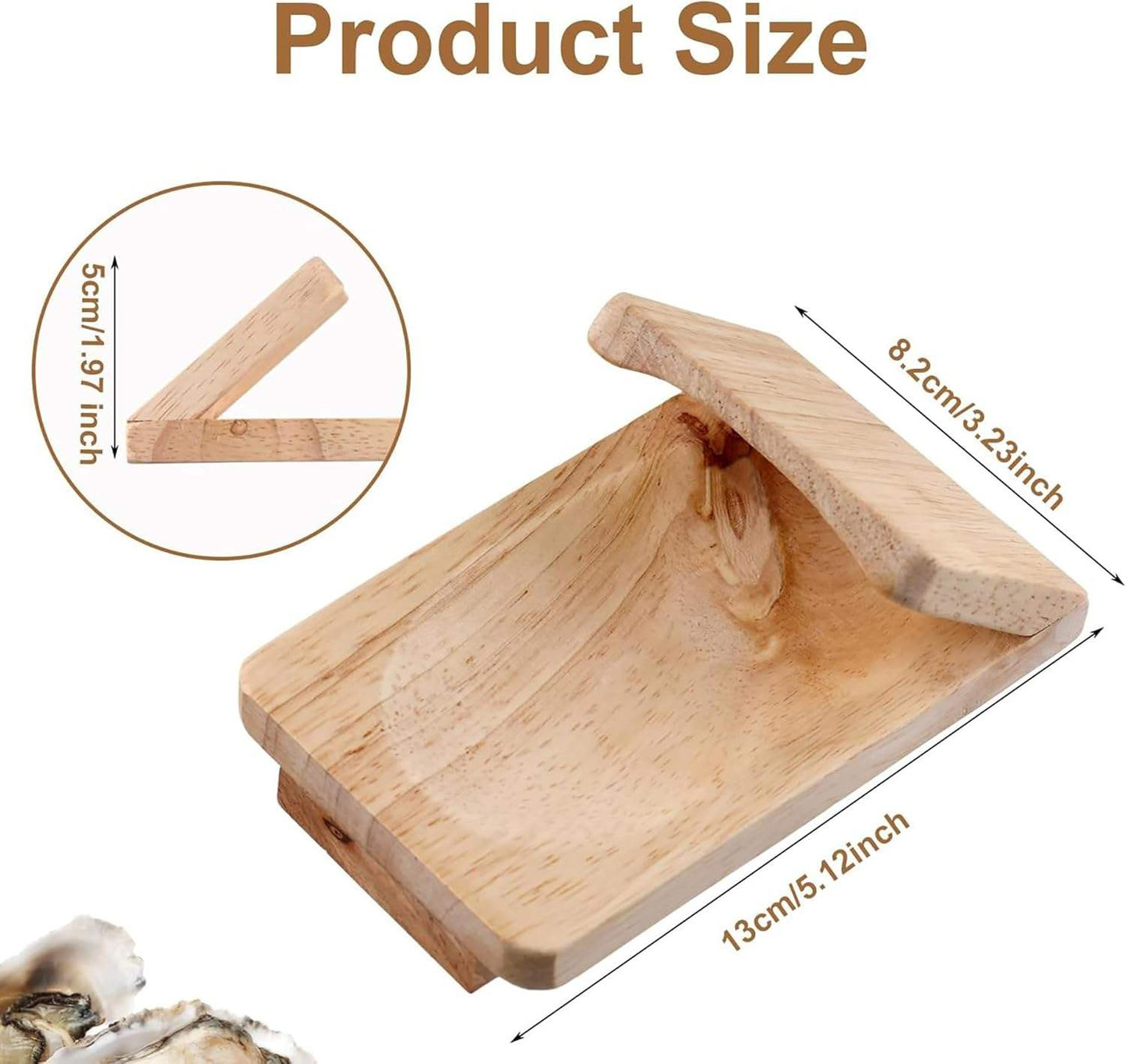 Mtelhub Handcrafted Solid Wood Oyster Shucking Clamp Holder, Non-Slip Countertop Seafood Opening Stability Block, Premium Tabletop Shucking Station Aid for Clams & Shellfish