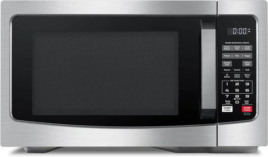 Air Fryer Combo 8-in-1 Countertop Microwave Oven, with Convection, Broil, Odor Removal Mode, 12.4" Position Memory Turntable, Child-Lock, 1.0 Cu.ft, Black Stainless Steel