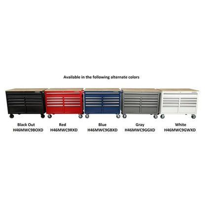 46-in W x 24.5-in D 9-Drawer Mobile Workbench with Hardwood Top and Power Station Gloss Black