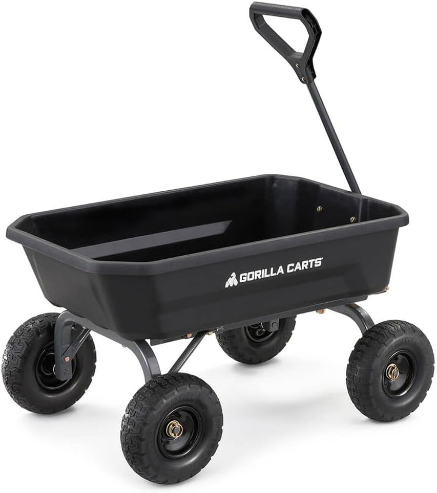 7GCG-NF Heavy-Duty Poly Dump Garden Cart with No-Flat Tires, 7 Cubic Feet, 1200-Pound Capacity, Black, Amazon Exclusive