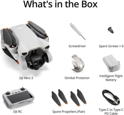 DJI Mini 3, Drones with Camera for Adults 4K, 38-min Flight Time, up to 32800ft (10km) Video Transmission, True Vertical Shooting, GPS Auto Return Integrated, Mini Drone with Camera for Beginners