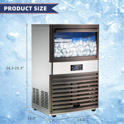 YUTGMasst Commercial Ice – 110LBS/24H Stainless Steel Free-Standing Ice Machine Maker Air Cooling Ice