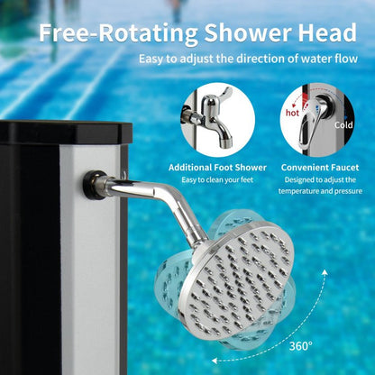 Best 7.2FT Outdoor Freestanding Solar-Heated Shower With Foot Shower