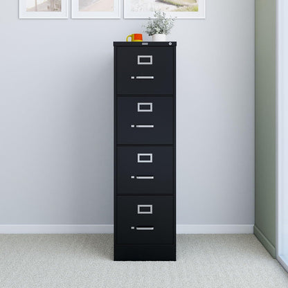 STAPLES 4-Drawer File Cabinet, Lockable, Black, 25"D x 15"W