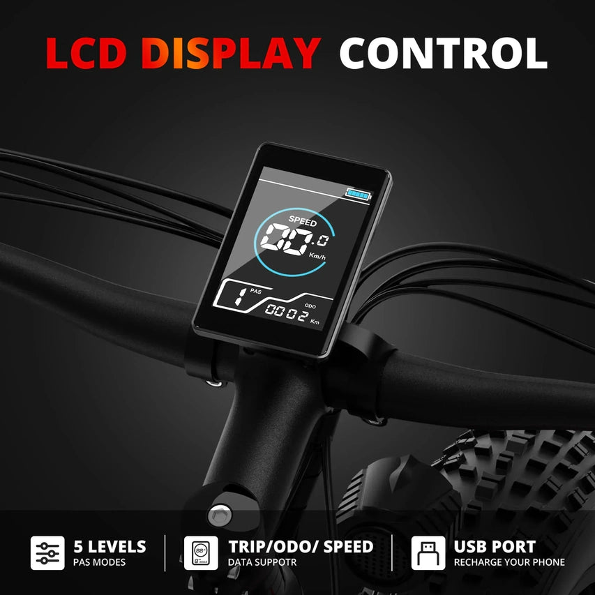AMYET EB26 750W 720WH UL2849 Electric Bike Mountain Bicycle E Bike 26" Fat Tire 20MPH for Adult