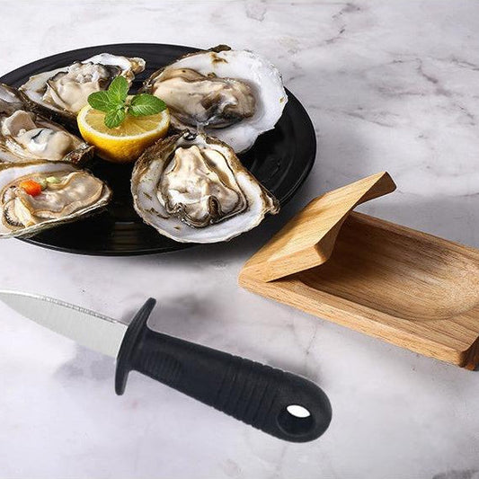 Mtelhub Handcrafted Solid Wood Oyster Shucking Clamp Holder, Non-Slip Countertop Seafood Opening Stability Block, Premium Tabletop Shucking Station Aid for Clams & Shellfish