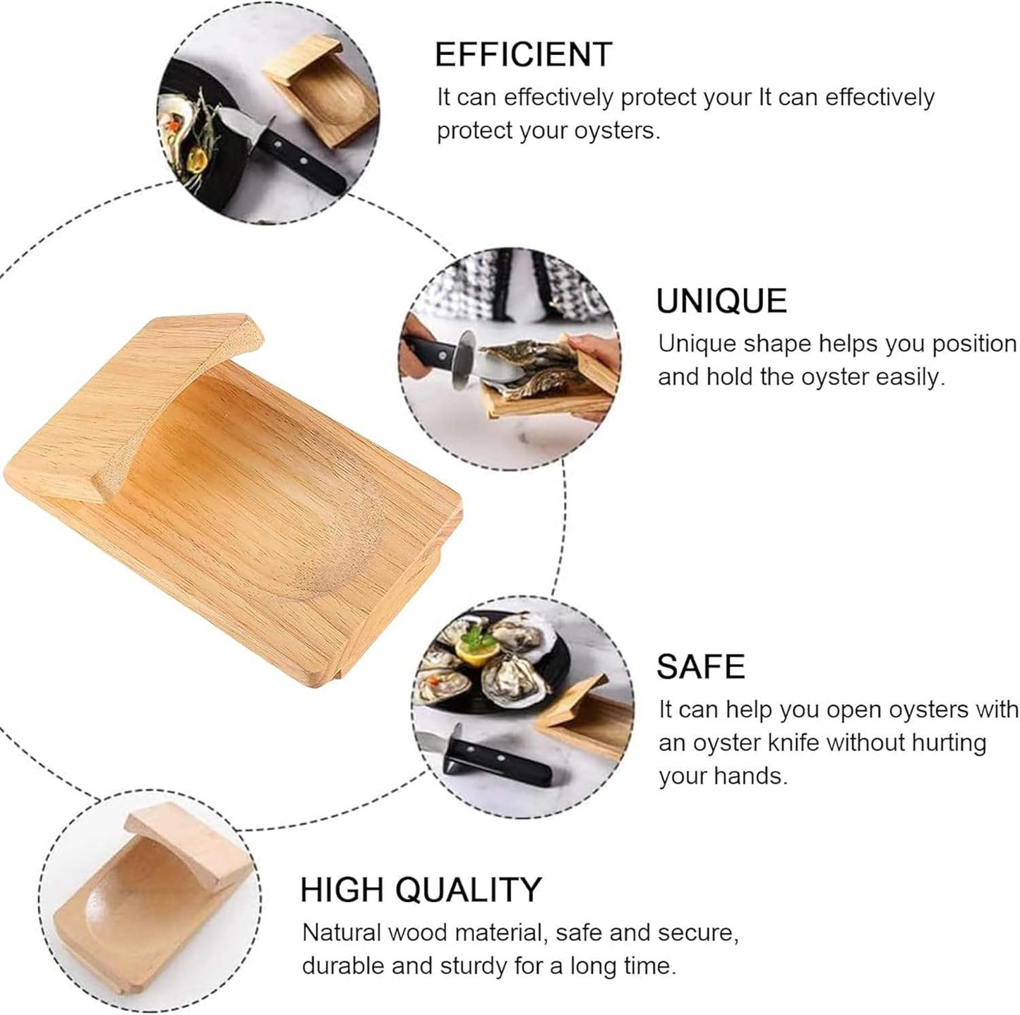 Mtelhub Handcrafted Solid Wood Oyster Shucking Clamp Holder, Non-Slip Countertop Seafood Opening Stability Block, Premium Tabletop Shucking Station Aid for Clams & Shellfish
