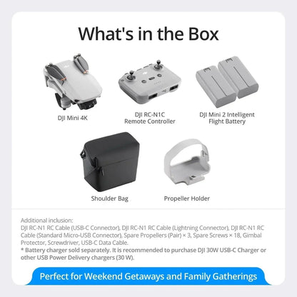 DJI Mini 4K, Drone with 4K UHD Camera for Adults, Under 249 g, 3-Axis Gimbal Stabilization, 10km Video Transmission, Auto Return, Wind Resistance, 1 Battery for 31-Min Max Flight Time, Intelligent Flight