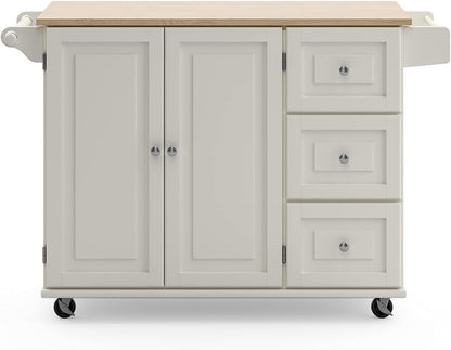 Homestyles Dolly Madison Mobile Kitchen Island Cart, Drop Leaf Breakfast Bar