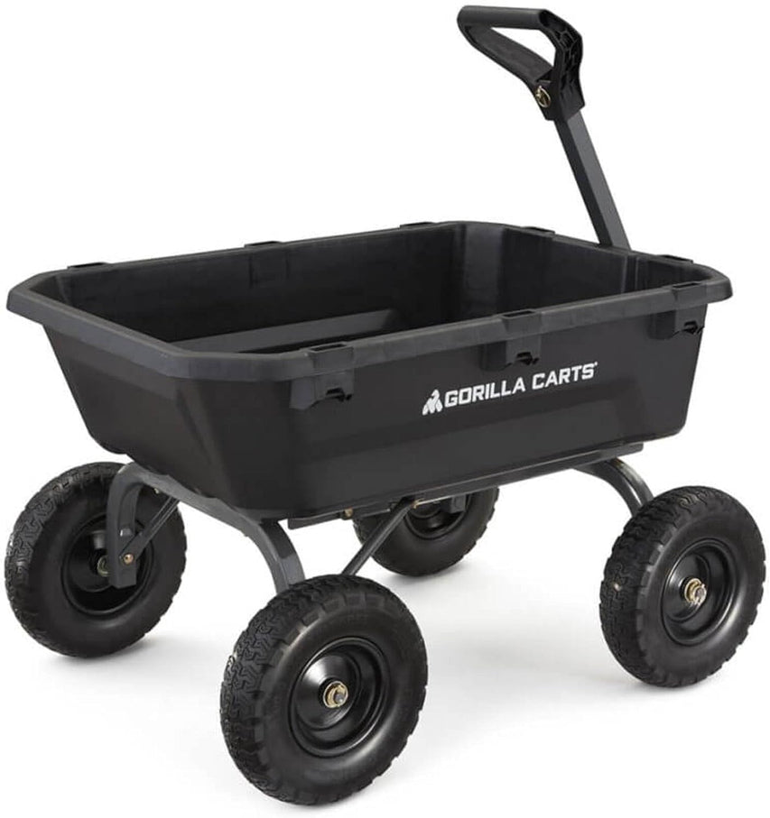7GCG-NF Heavy-Duty Poly Dump Garden Cart with No-Flat Tires, 7 Cubic Feet, 1200-Pound Capacity, Black, Amazon Exclusive