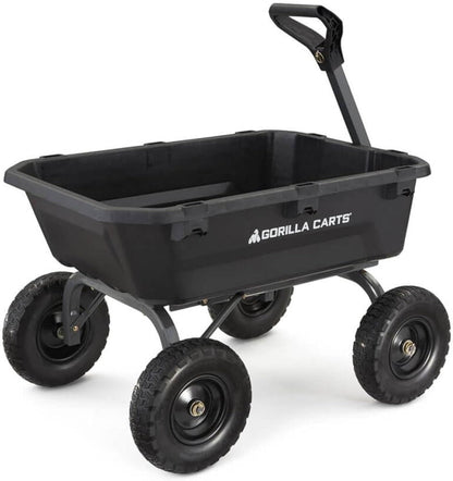 7GCG-NF Heavy-Duty Poly Dump Garden Cart with No-Flat Tires, 7 Cubic Feet, 1200-Pound Capacity, Black, Amazon Exclusive