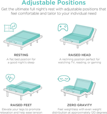 Best Choice Products Ergonomic Twin XL Size Adjustable Bed Frame, Electric Base w/Wireless Remote Control, Nightlight, Massager, 2 USB Ports