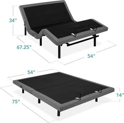 Best Choice Products Ergonomic Twin XL Size Adjustable Bed Frame, Electric Base w/Wireless Remote Control, Nightlight, Massager, 2 USB Ports